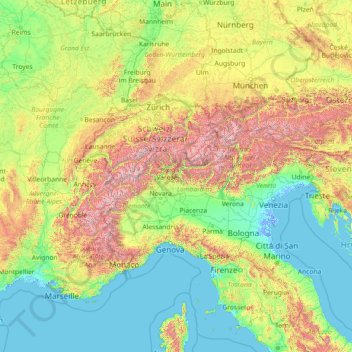 topo karte alpen Topografische Karte Alpen Hohe Relief topo karte alpen