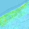 Topografische Karte Oostduinkerke, Reliefkarte, Höhenkarte