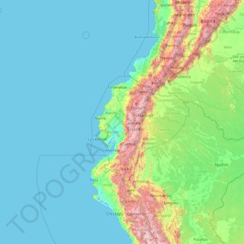 Topografische Karte Ecuador Hohe Relief