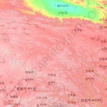 Topografische Karte Yushu, Höhe, Relief