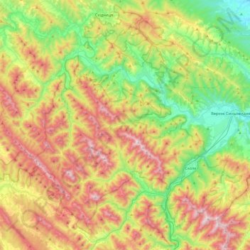 Topografische Karte Nationalpark Skoler Beskiden, Höhe, Relief