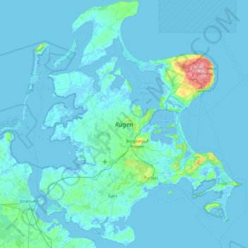 topographische karte rügen Topografische Karte Rügen, Höhe, Relief