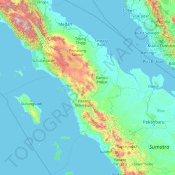 Topografische Karte Nord Sumatra  H he Relief