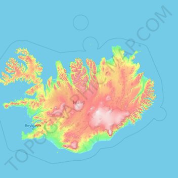 Topografische Karte Island Hohe Relief