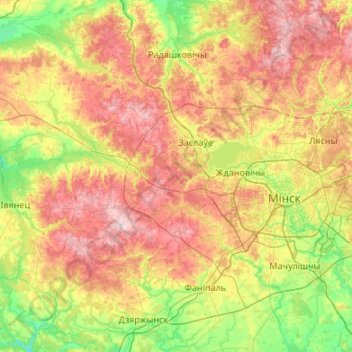 Topografische Karte Minsk Region Hohe Relief