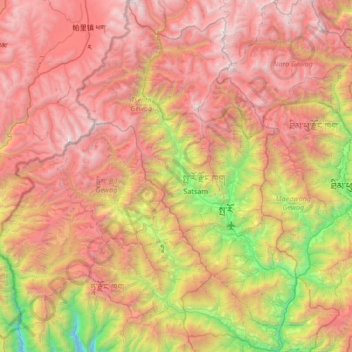 Topografische Karte Paro, Höhe, Relief