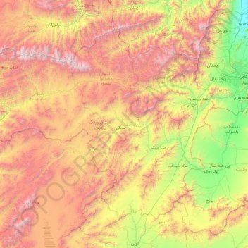 Topografische Karte Wardak, Höhe, Relief
