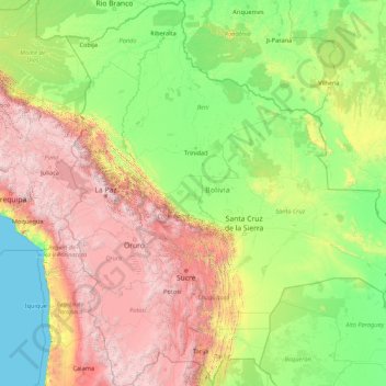 Topografische Karte Bolivien Hohe Relief