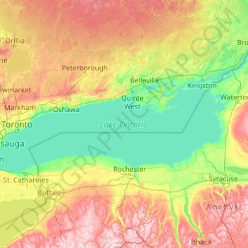 Topografische Karte Ontariosee Hohe Relief