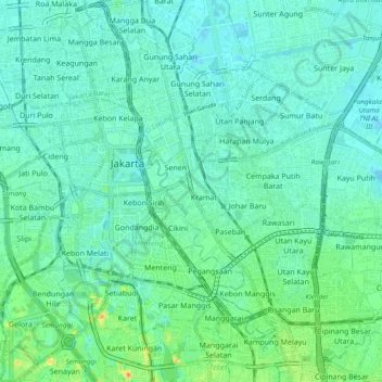 Topografische Karte Jakarta  Pusat H he Relief