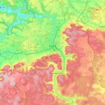 Topografische Karte Aalen, Höhe, Relief