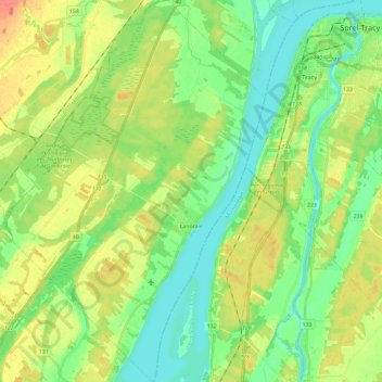 Topografische Karte Lanoraie, Höhe, Relief