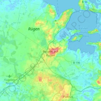 topographische karte rügen Topografische Karte Bergen auf Rügen, Höhe, Relief