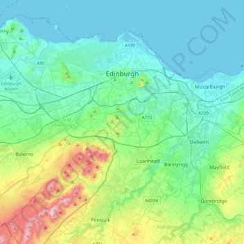 Topografische Karte City Of Edinburgh Hohe Relief