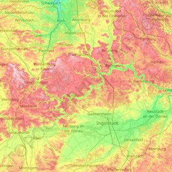 Topografische Karte Naturpark Altmühltal, Höhe, Relief